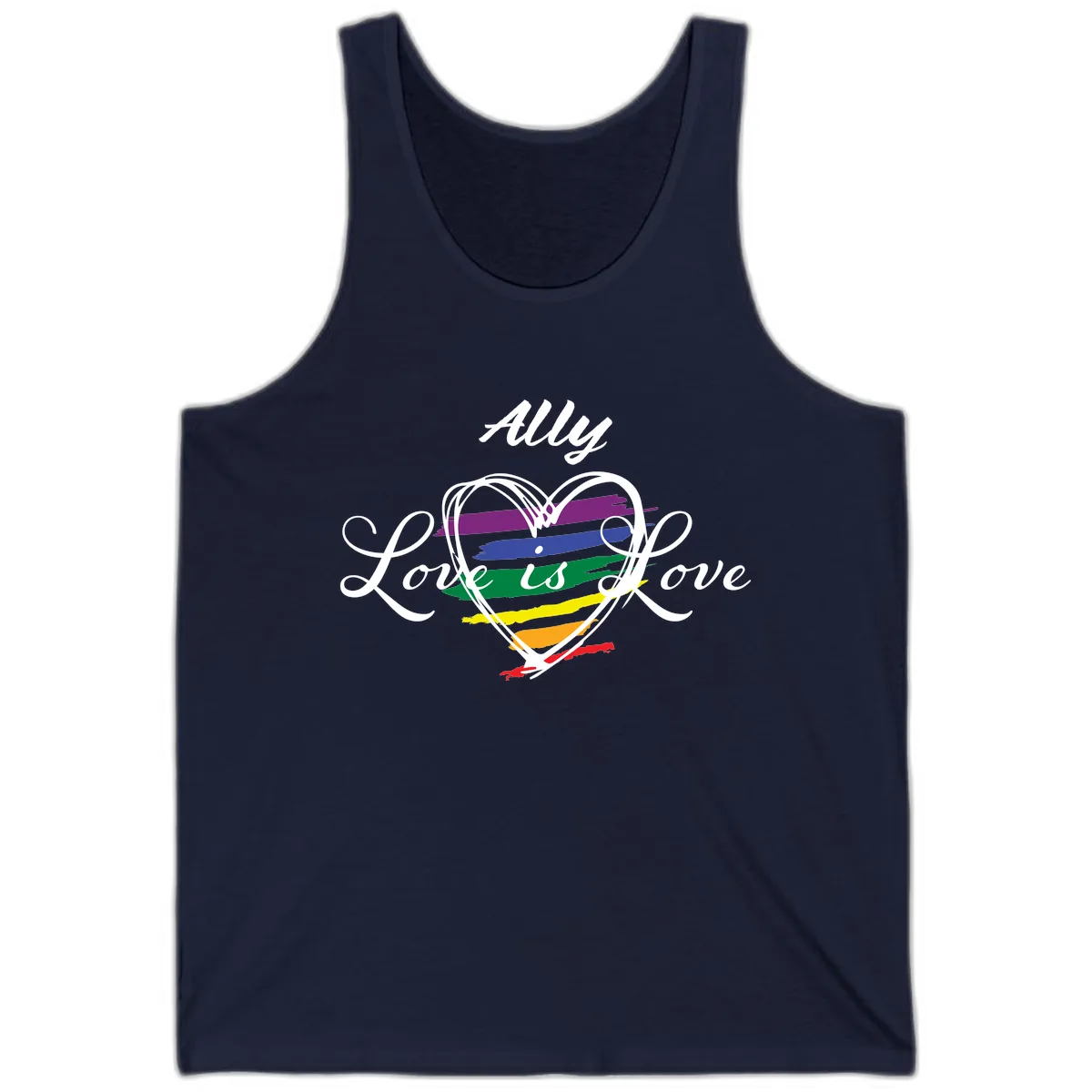 Ally Love Is Love Pride Heart Tank in Navy