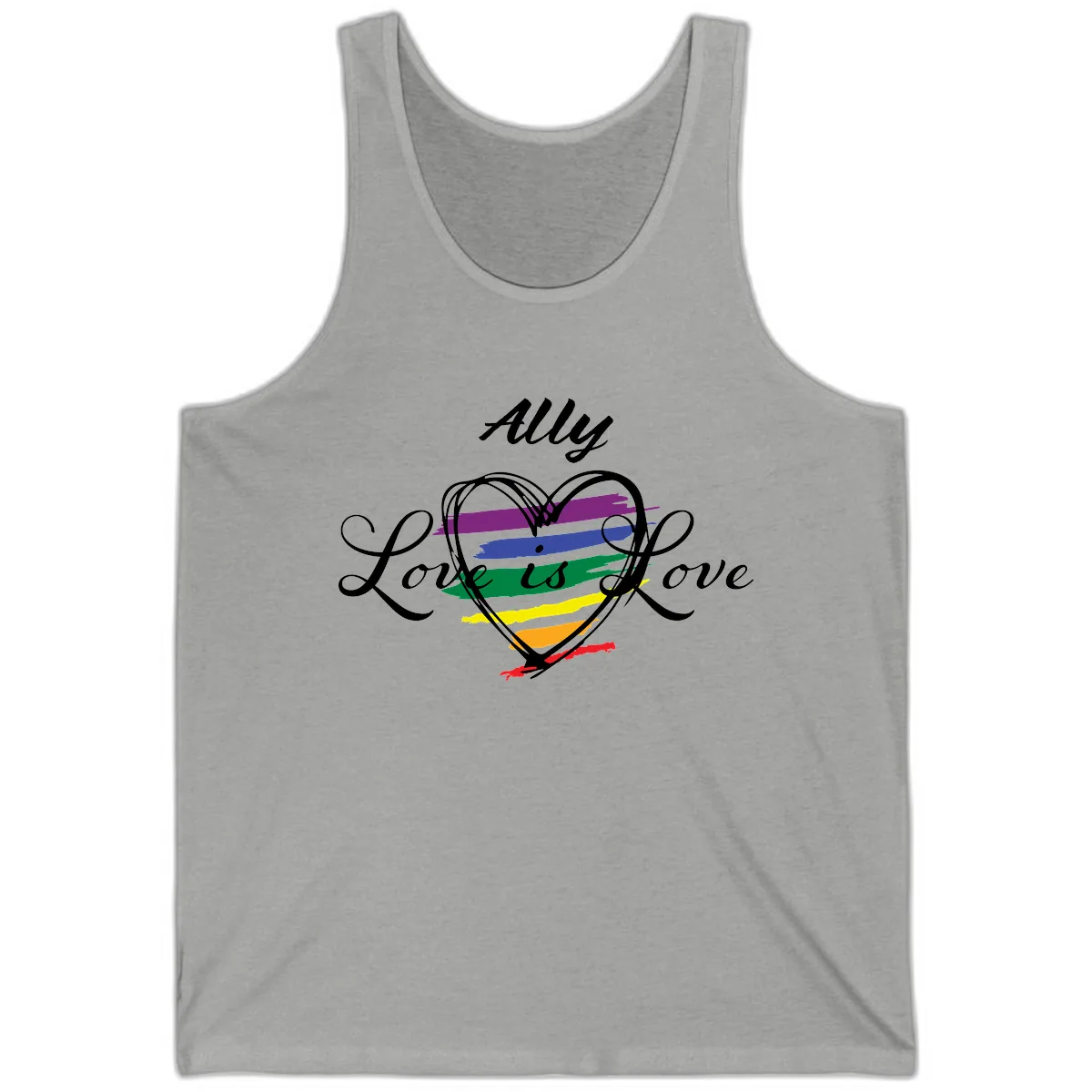 Ally Love Is Love Pride Heart Tank in Athletic Heather