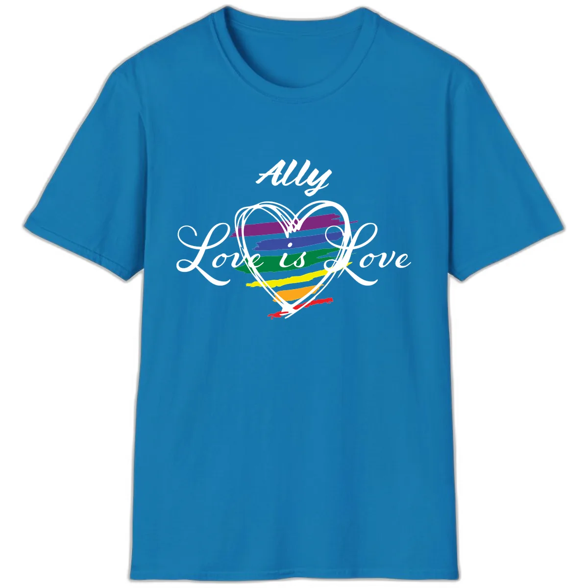 Ally Love Is Love Pride Heart T-Shirt in Sapphire