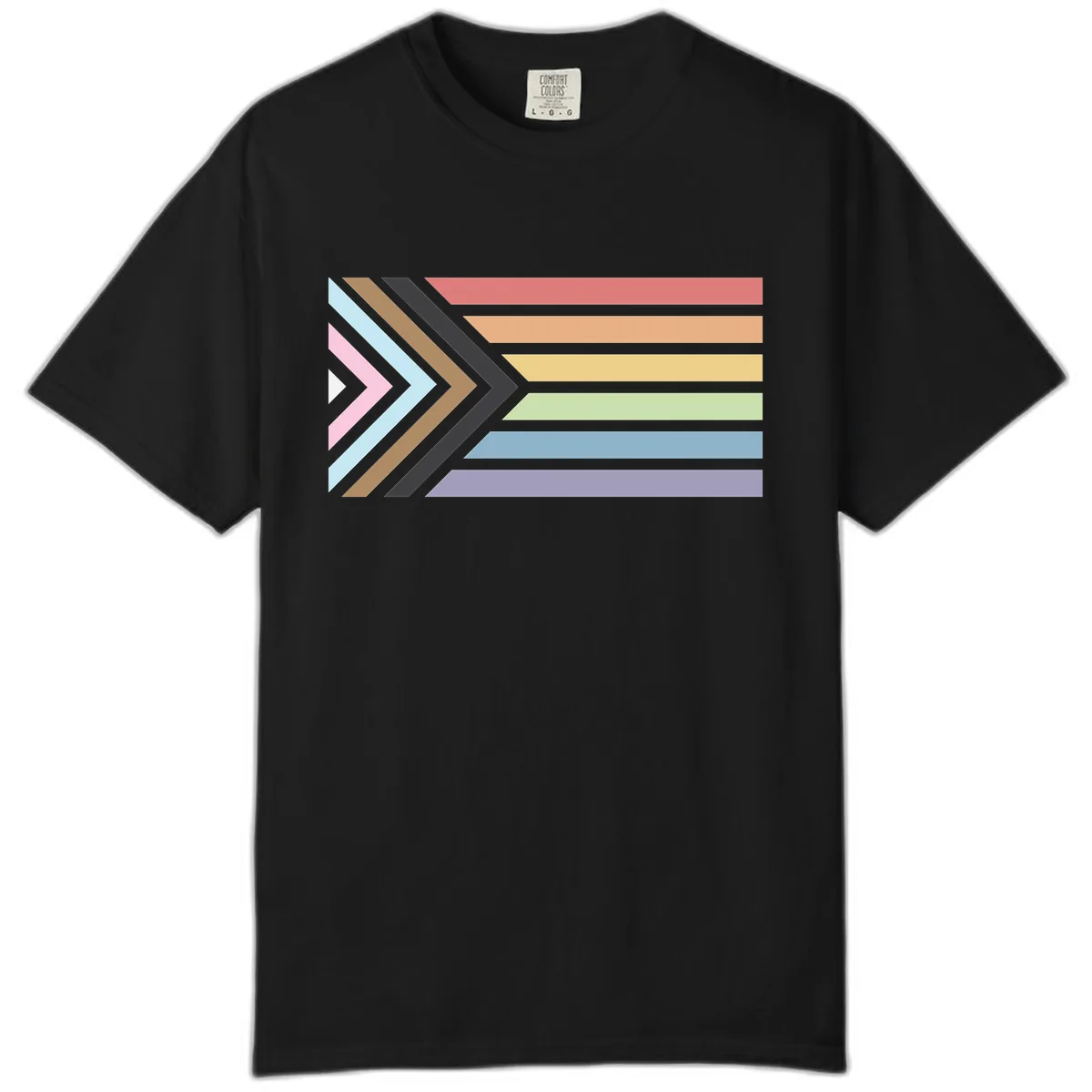Progressive Arrow Pride Flag Comfort Color in Black