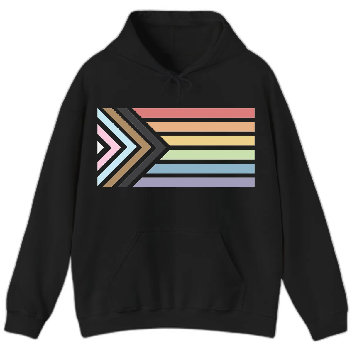 Progressive Arrow Pride Flag Hoodie in Black