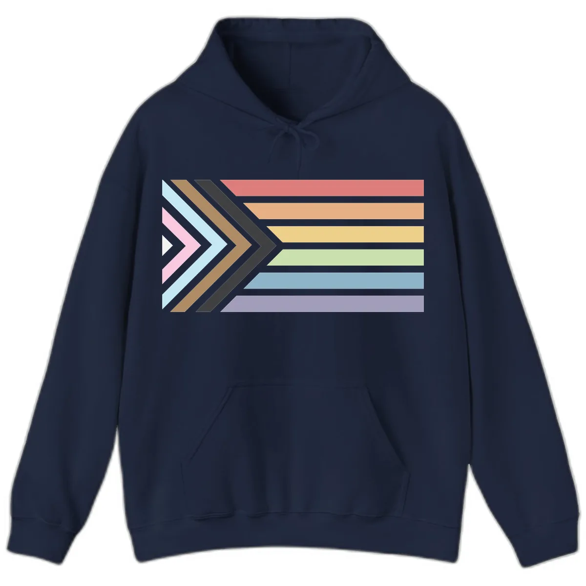 Progressive Arrow Pride Flag Hoodie in Navy