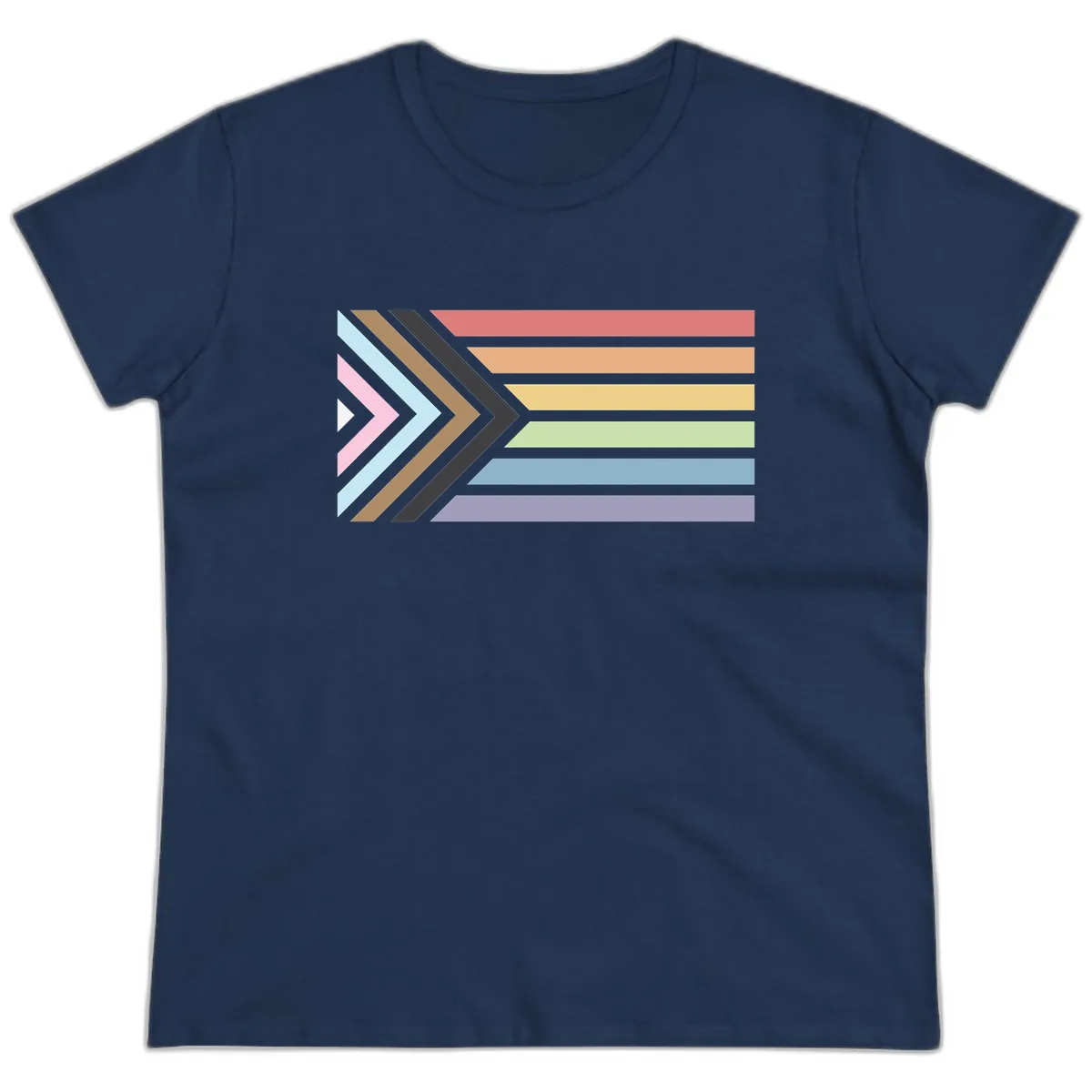 Progressive Arrow Pride Flag Ladies Tee in Navy
