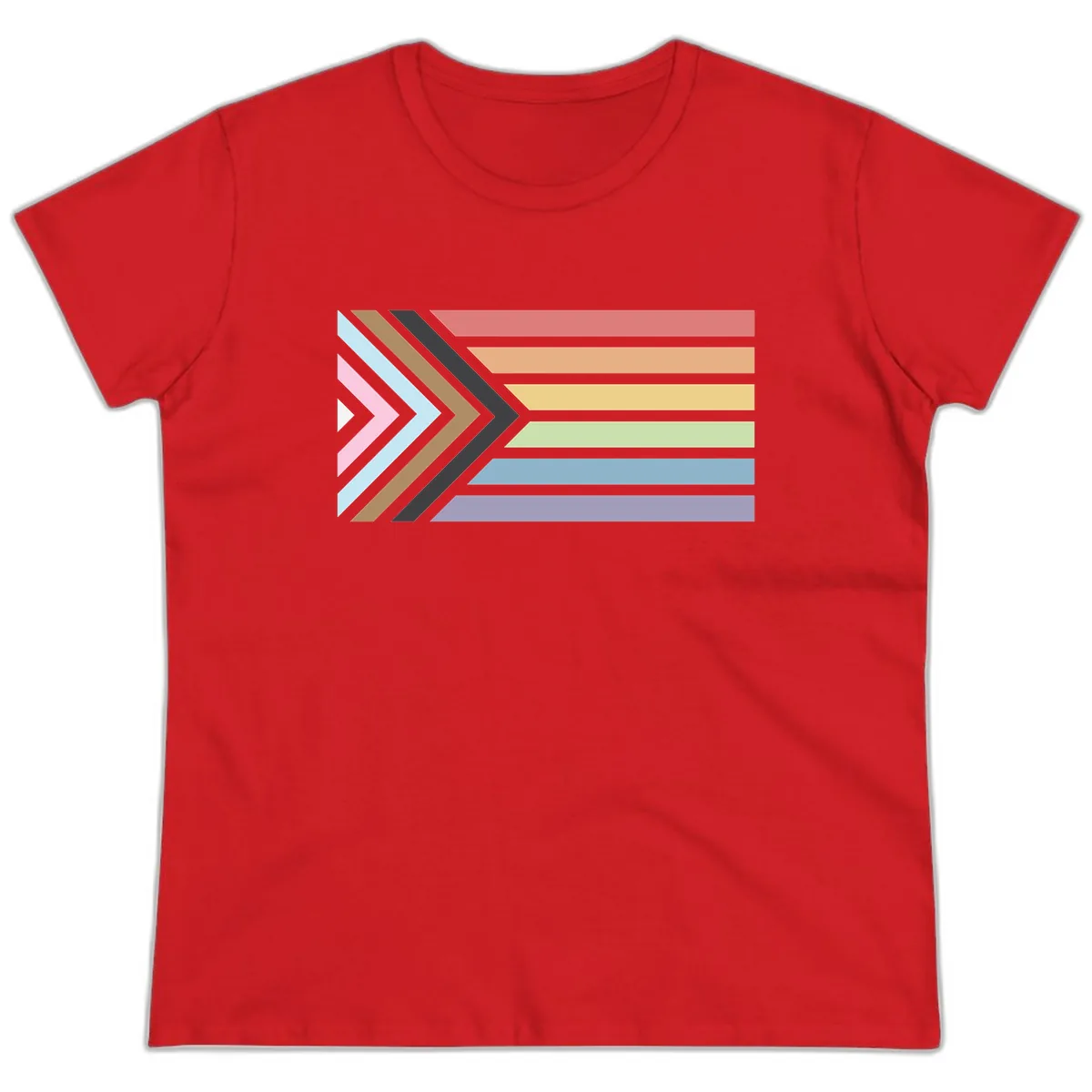Progressive Arrow Pride Flag Ladies Tee in Red