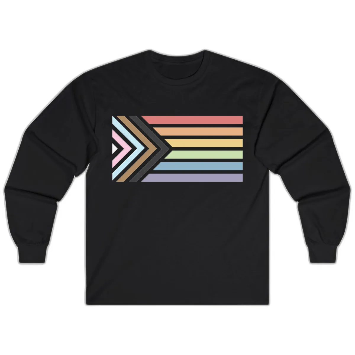 Progressive Arrow Pride Flag Long Sleeve in Black