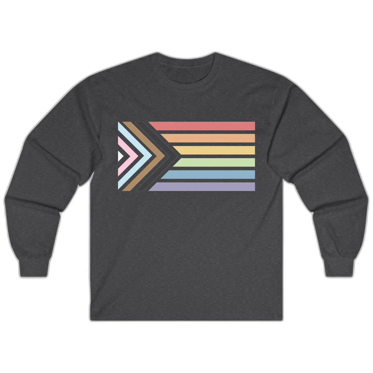Progressive Arrow Pride Flag Long Sleeve in Dark Heather