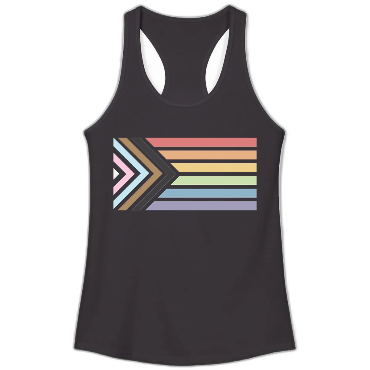 Progressive Arrow Pride Flag Ladies Tank in Black