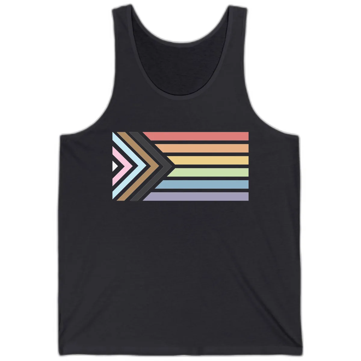 Progressive Arrow Pride Flag Tank in Dark Grey