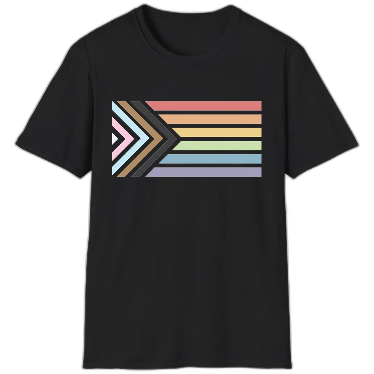 Progressive Arrow Pride Flag T-Shirt in Black