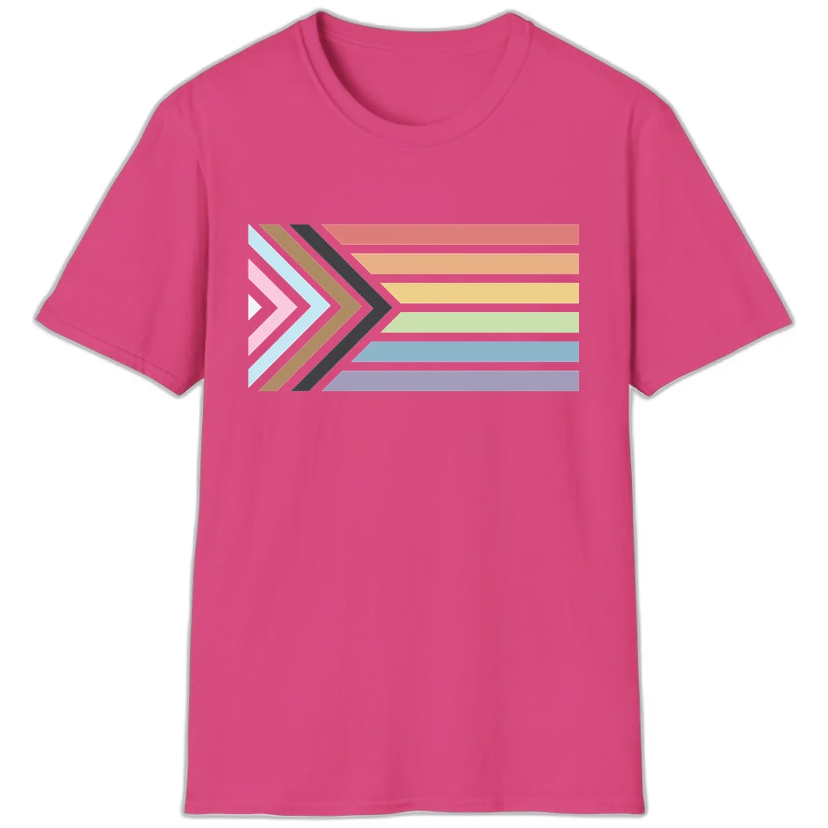 Progressive Arrow Pride Flag T-Shirt in Heliconia