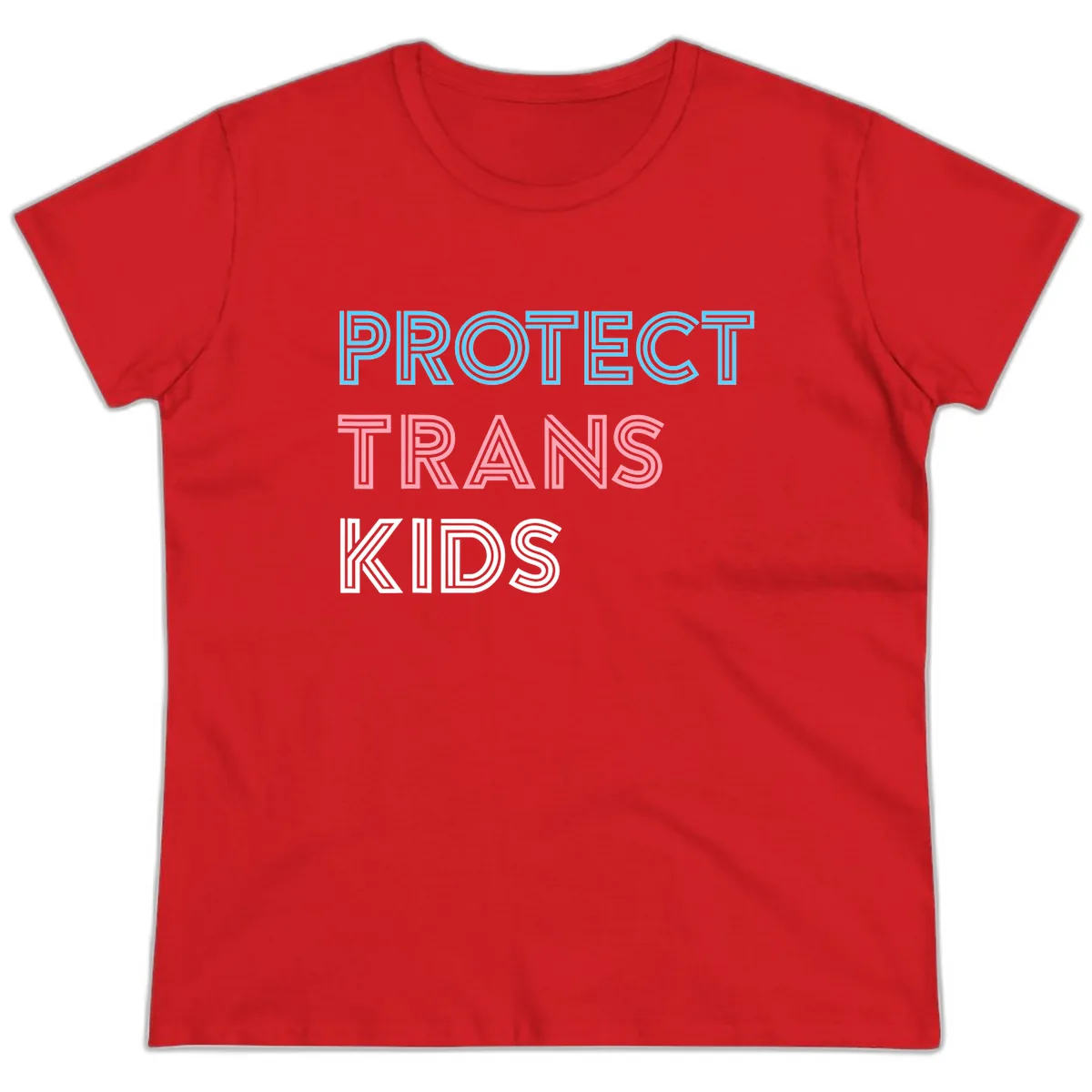 Protect Trans Kids Ladies Tee in Red