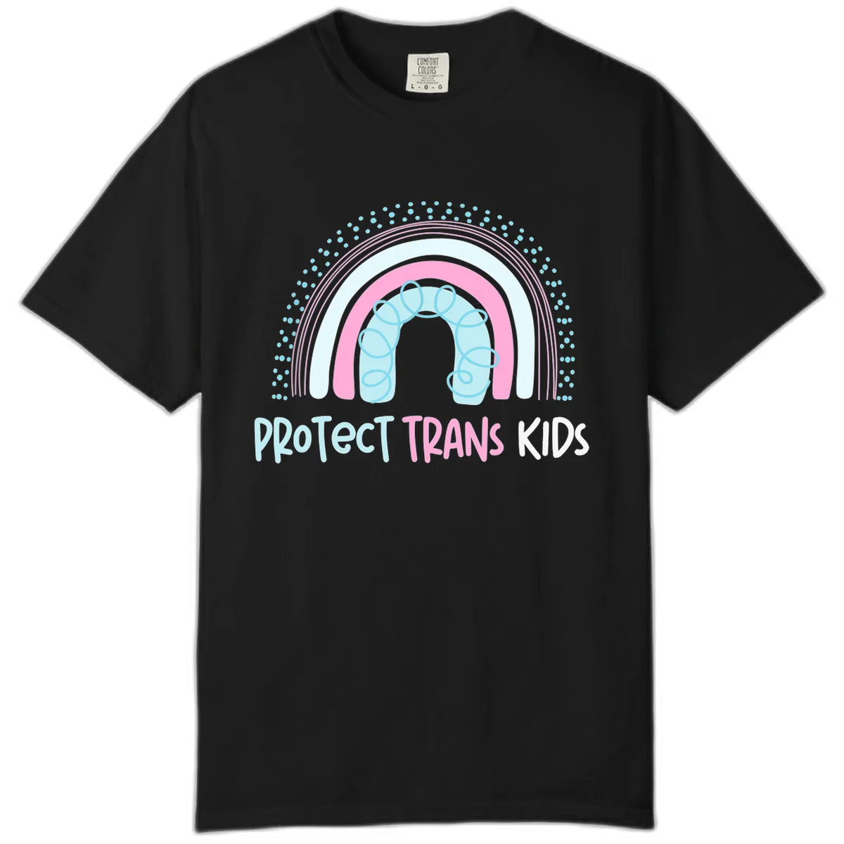 Protect Trans Kids Rainbow Comfort Color in Black