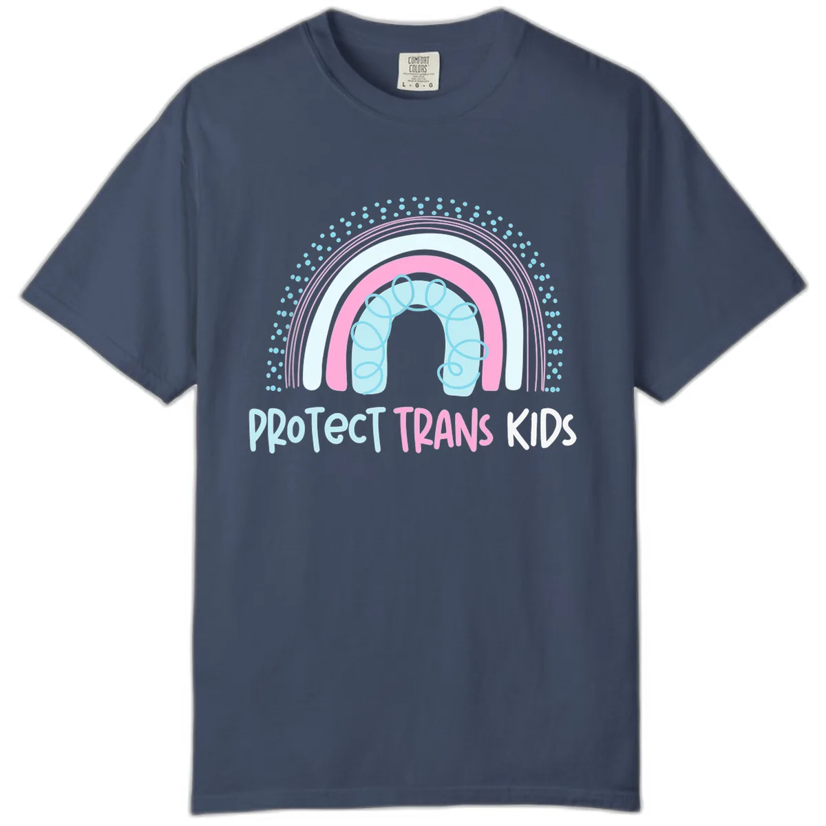 Protect Trans Kids Rainbow Comfort Color in Midnight