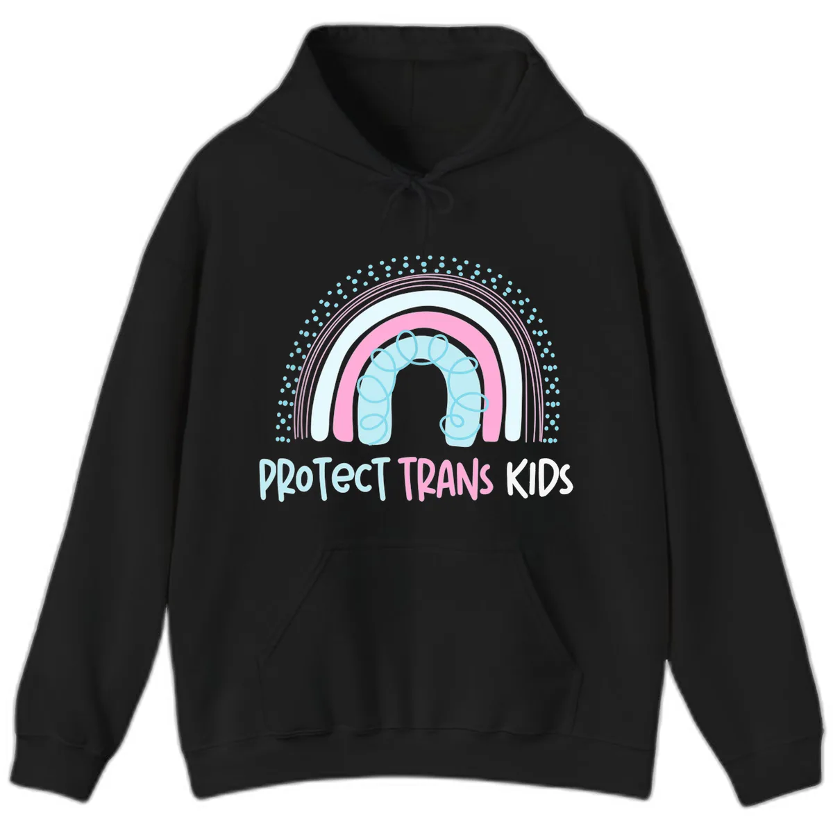 Protect Trans Kids Rainbow Hoodie in Black