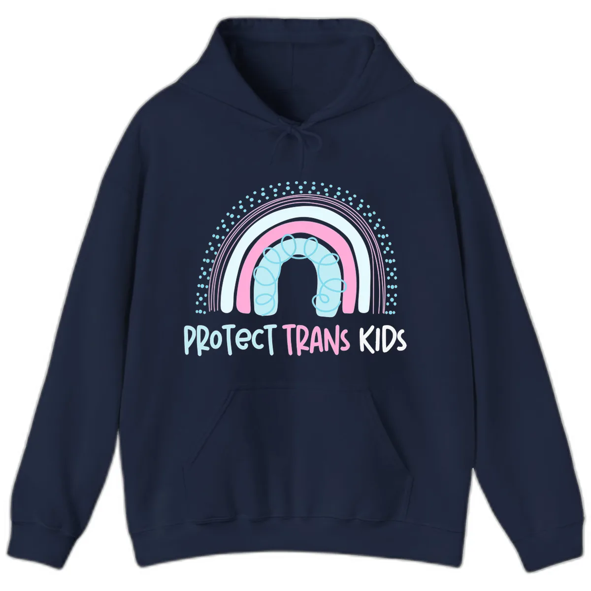 Protect Trans Kids Rainbow Hoodie in Navy
