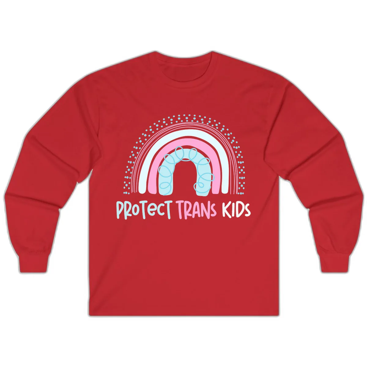 Protect Trans Kids Rainbow Long Sleeve in Red