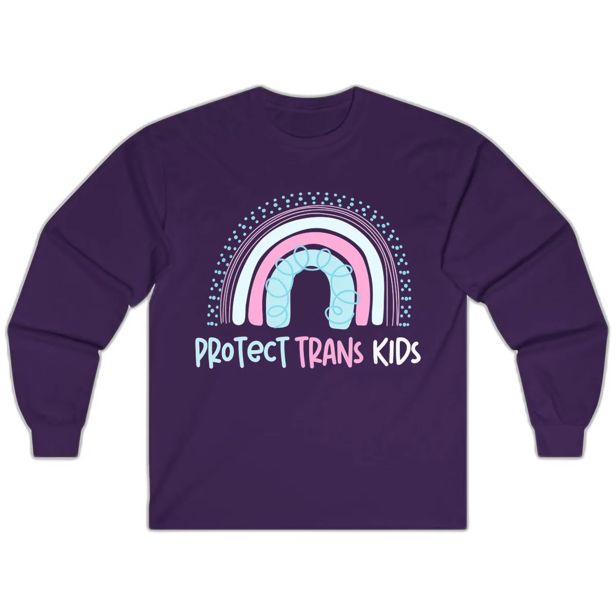 Protect Trans Kids Rainbow Long Sleeve in Purple