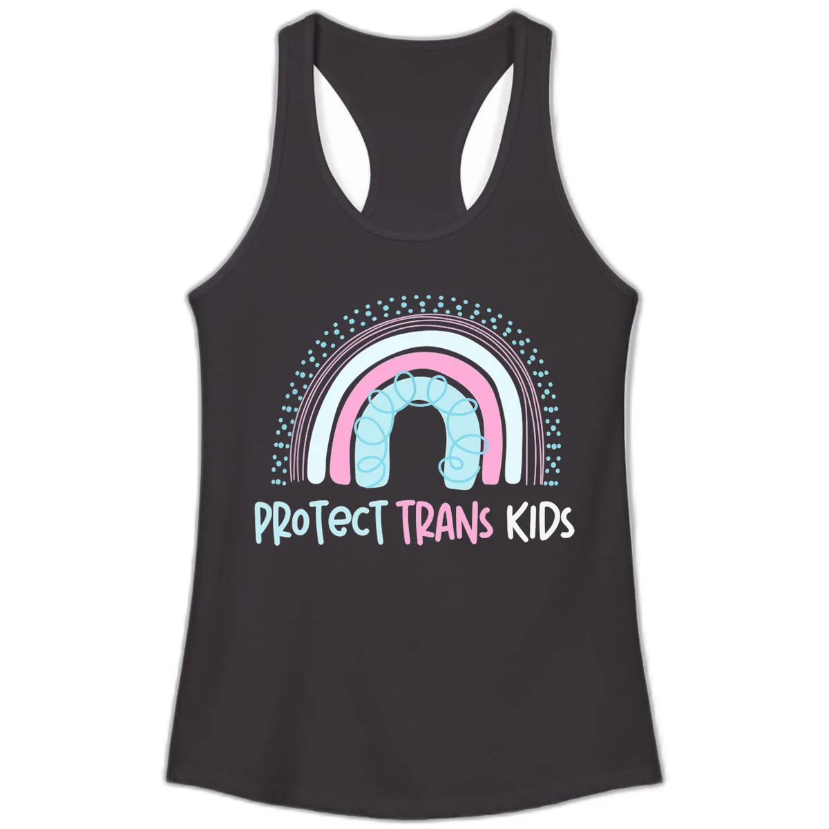 Protect Trans Kids Rainbow Ladies Tank in Black