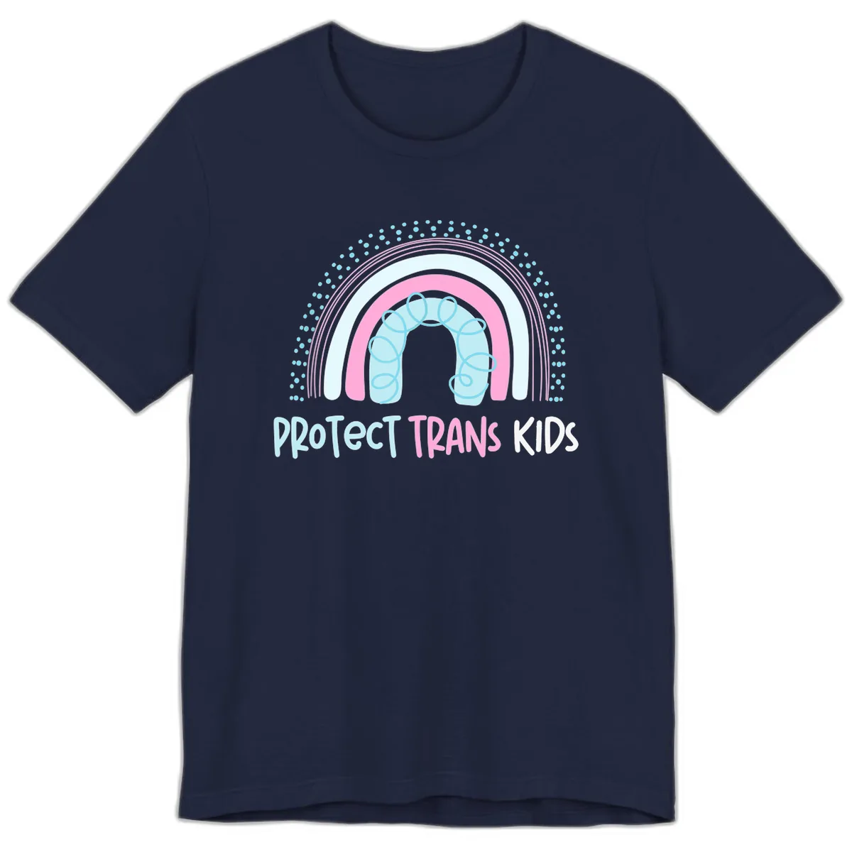 Protect Trans Kids Rainbow Premium T-Shirt in Navy