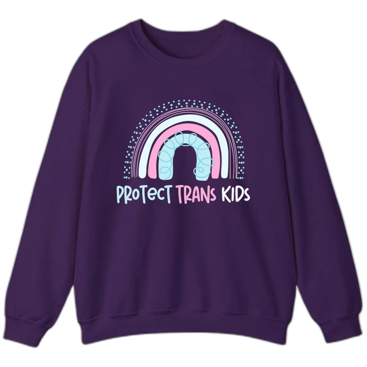 Protect Trans Kids Rainbow Sweatshirt in Purple