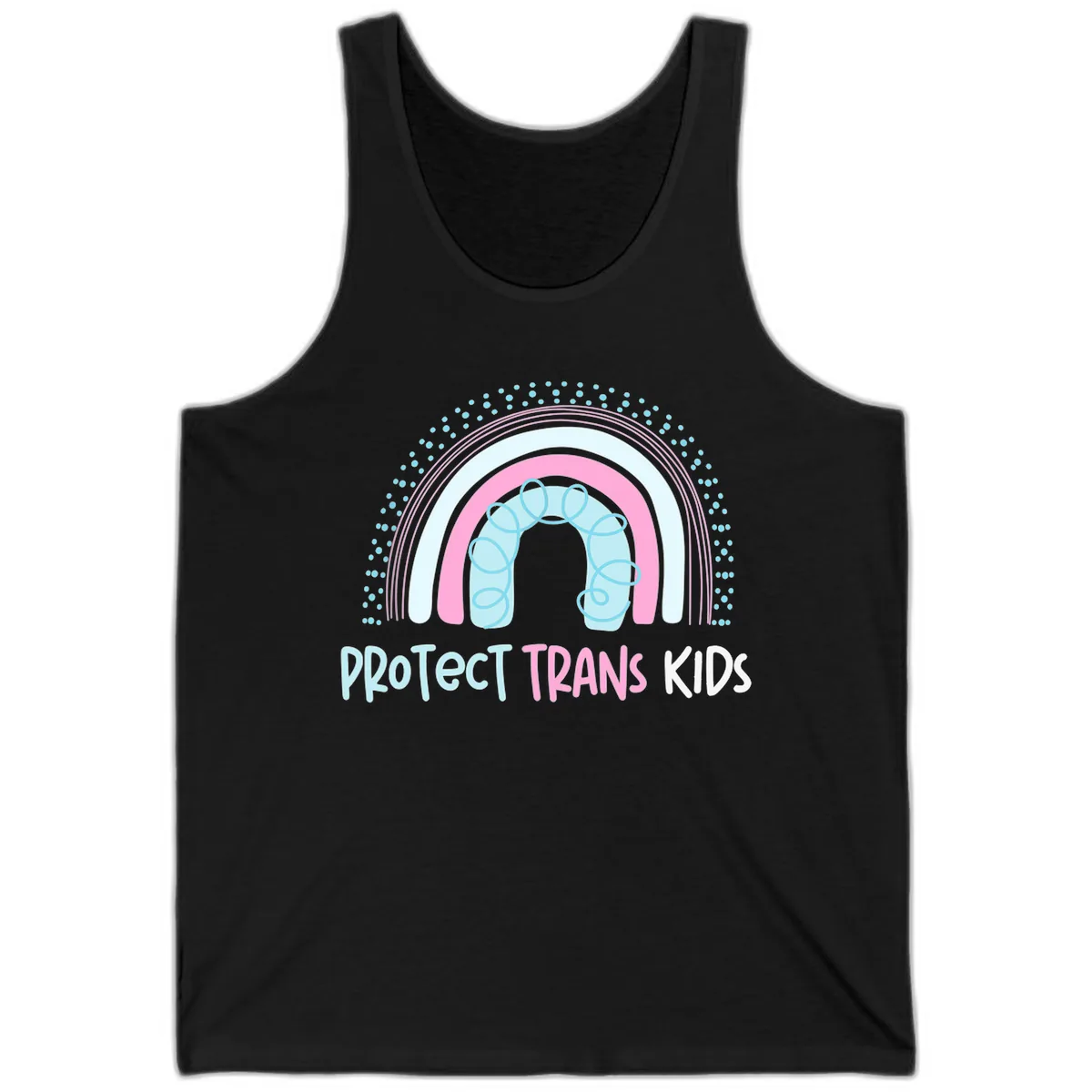 Protect Trans Kids Rainbow Tank in Black