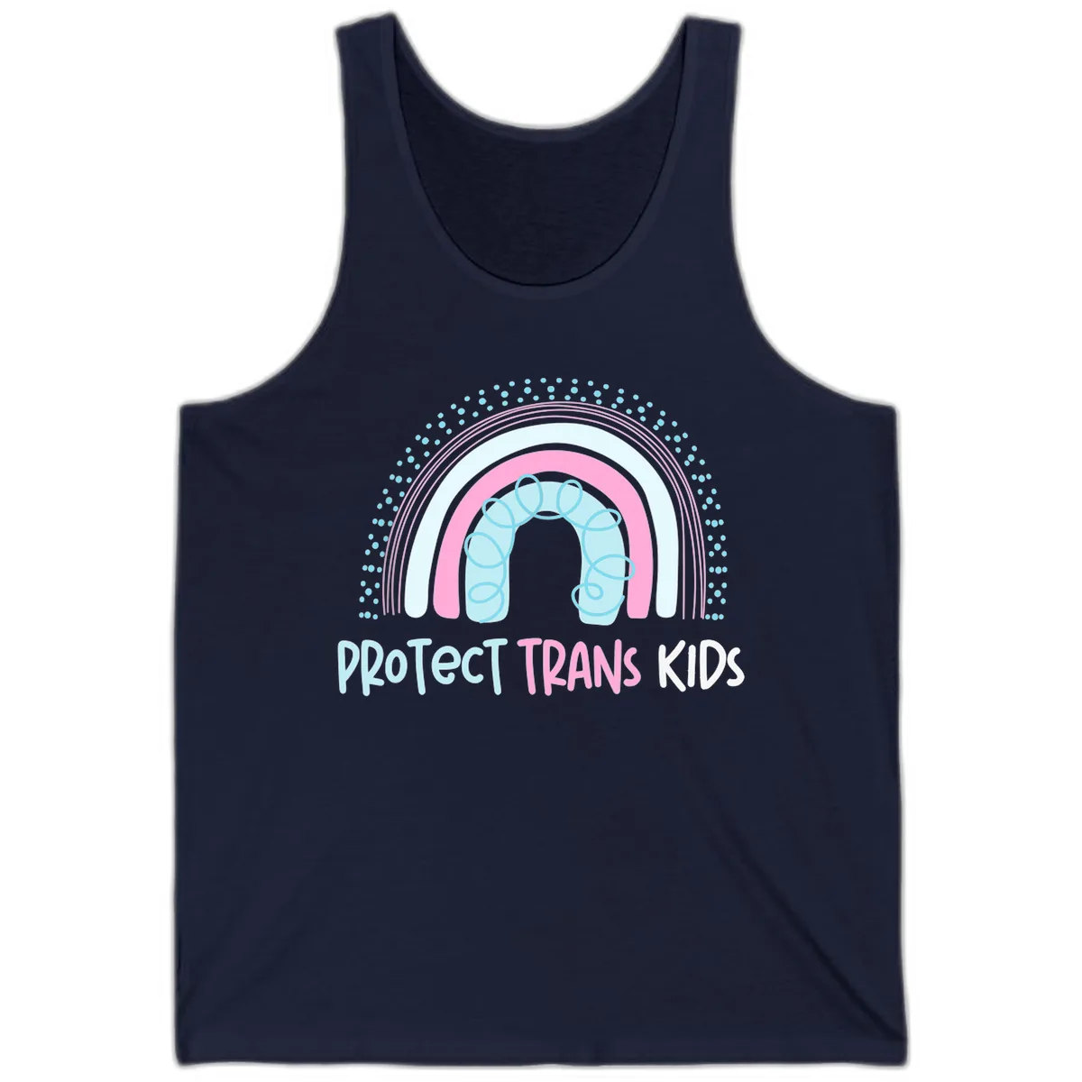 Protect Trans Kids Rainbow Tank in Navy