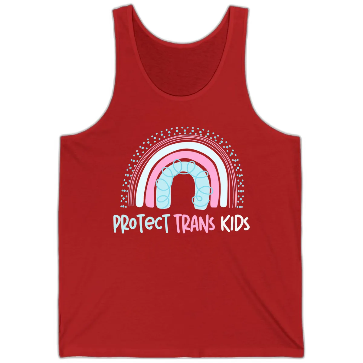 Protect Trans Kids Rainbow Tank in Red