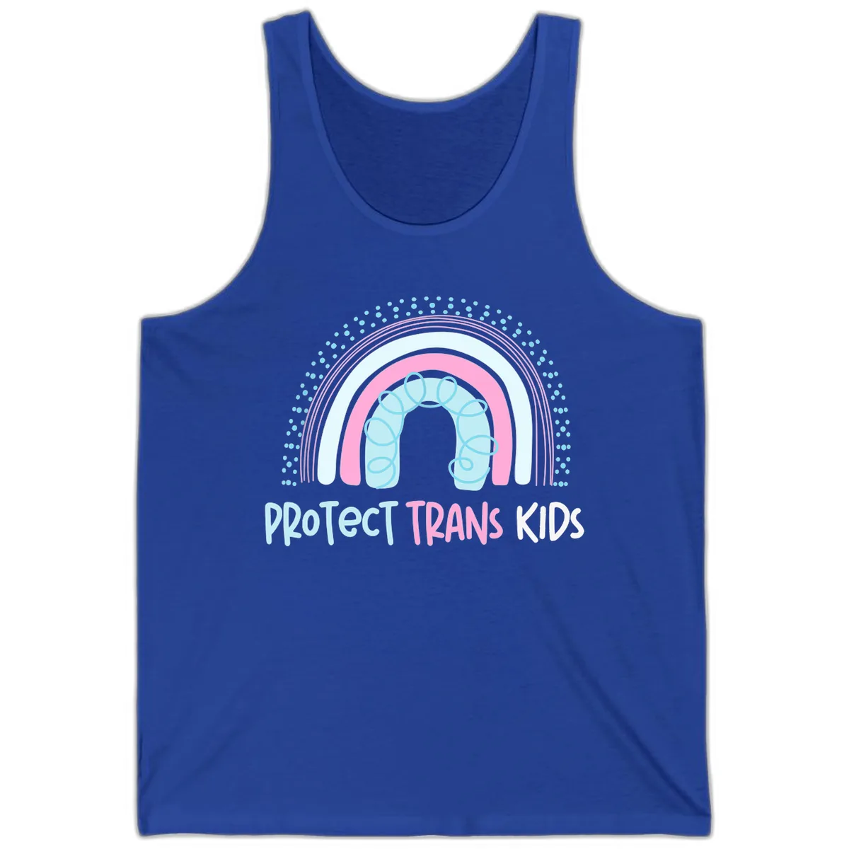 Protect Trans Kids Rainbow Tank in True Royal