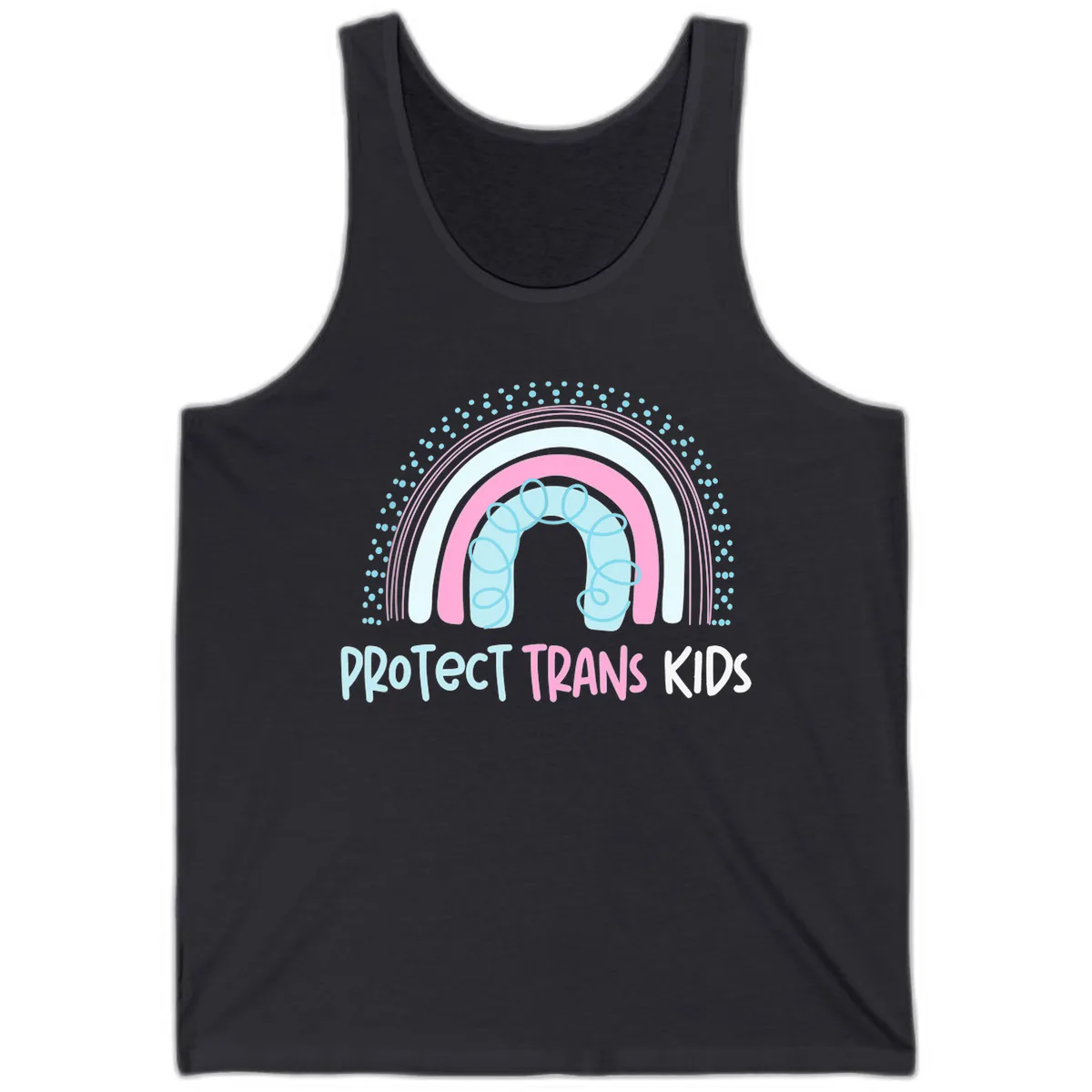 Protect Trans Kids Rainbow Tank in Dark Grey