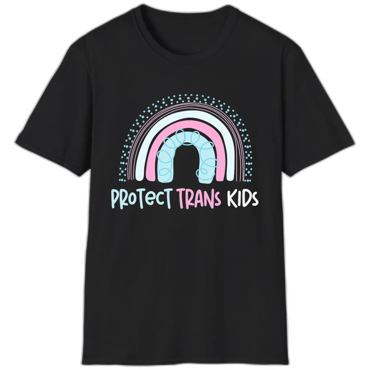 Protect Trans Kids Rainbow T-Shirt in Black