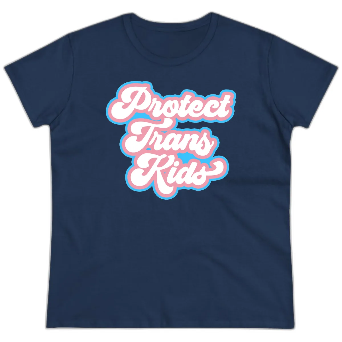 Protect Trans Kids Pride Ladies Tee in Navy