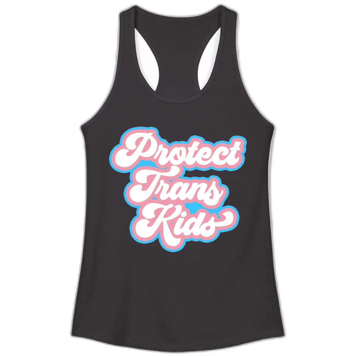 Protect Trans Kids Pride Ladies Tank in Black