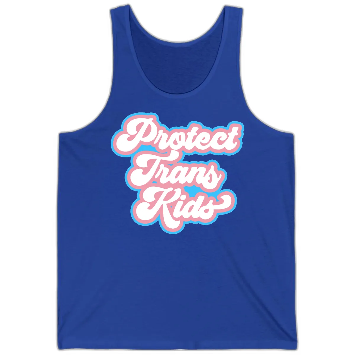 Protect Trans Kids Pride Tank in True Royal