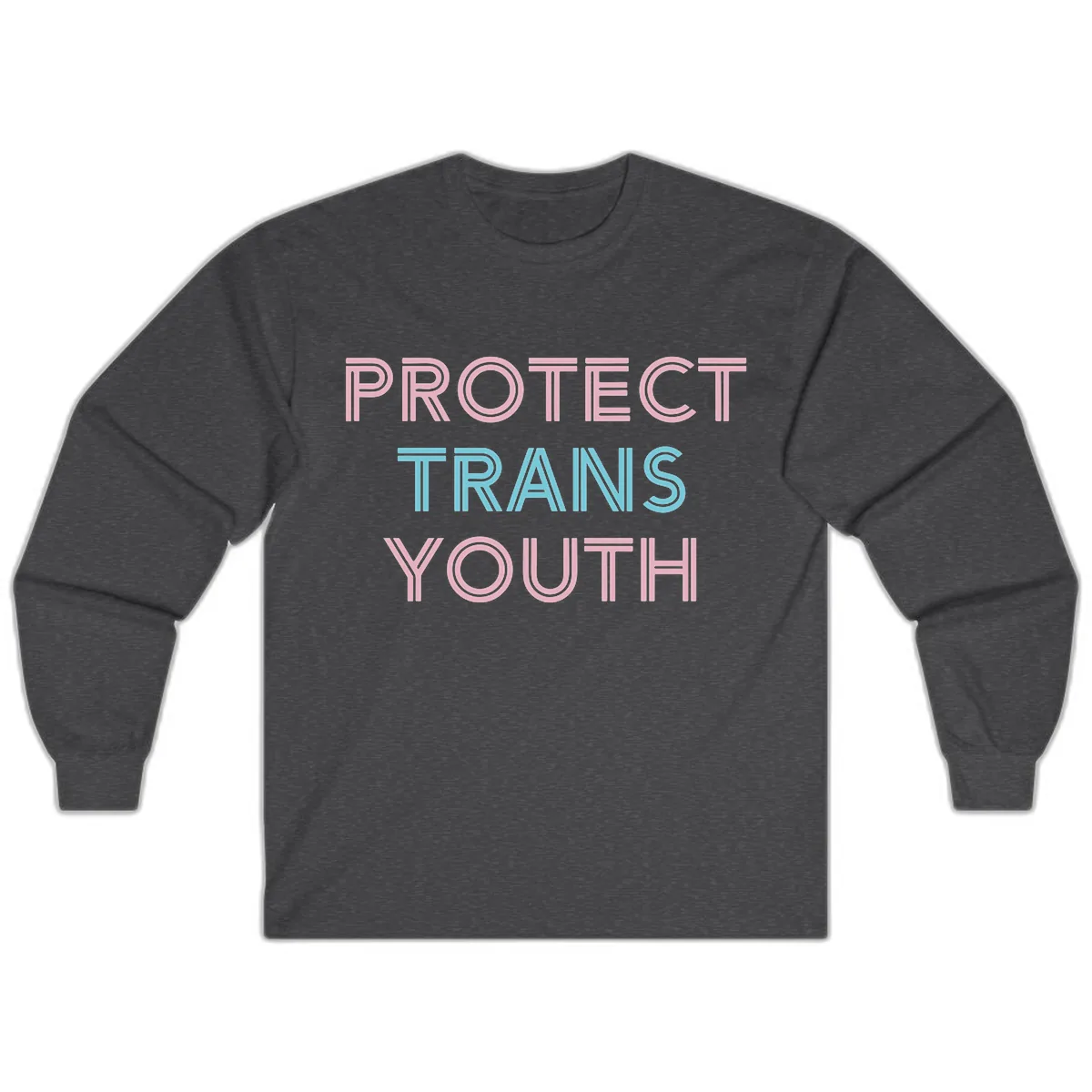 Protect Trans Youth Long Sleeve in Dark Heather
