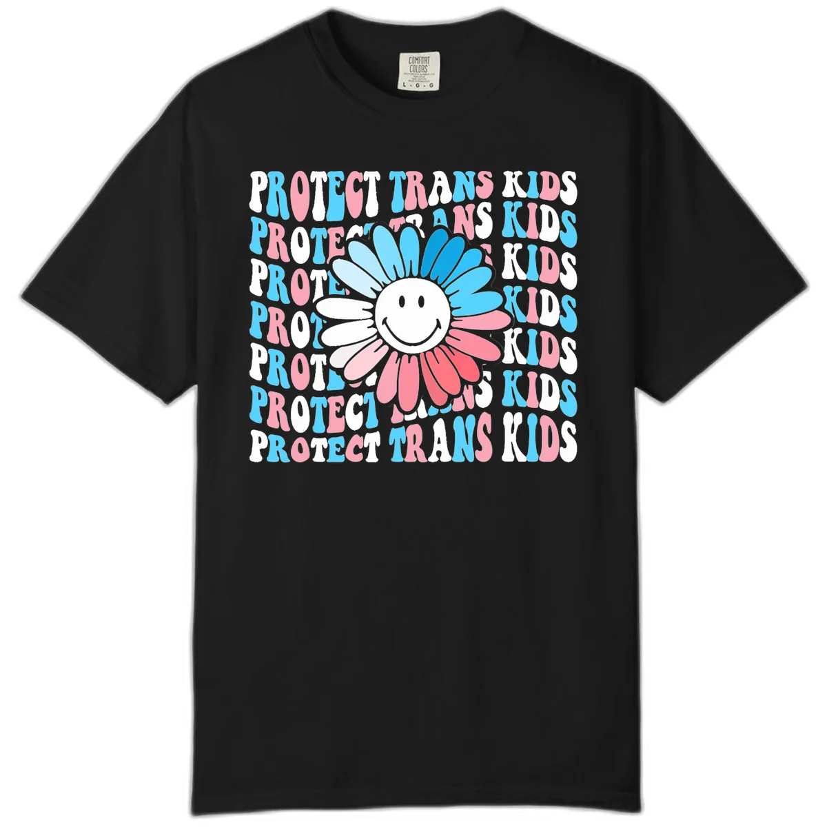 Protect Trans Kids Daisy Flower Comfort Color in Black
