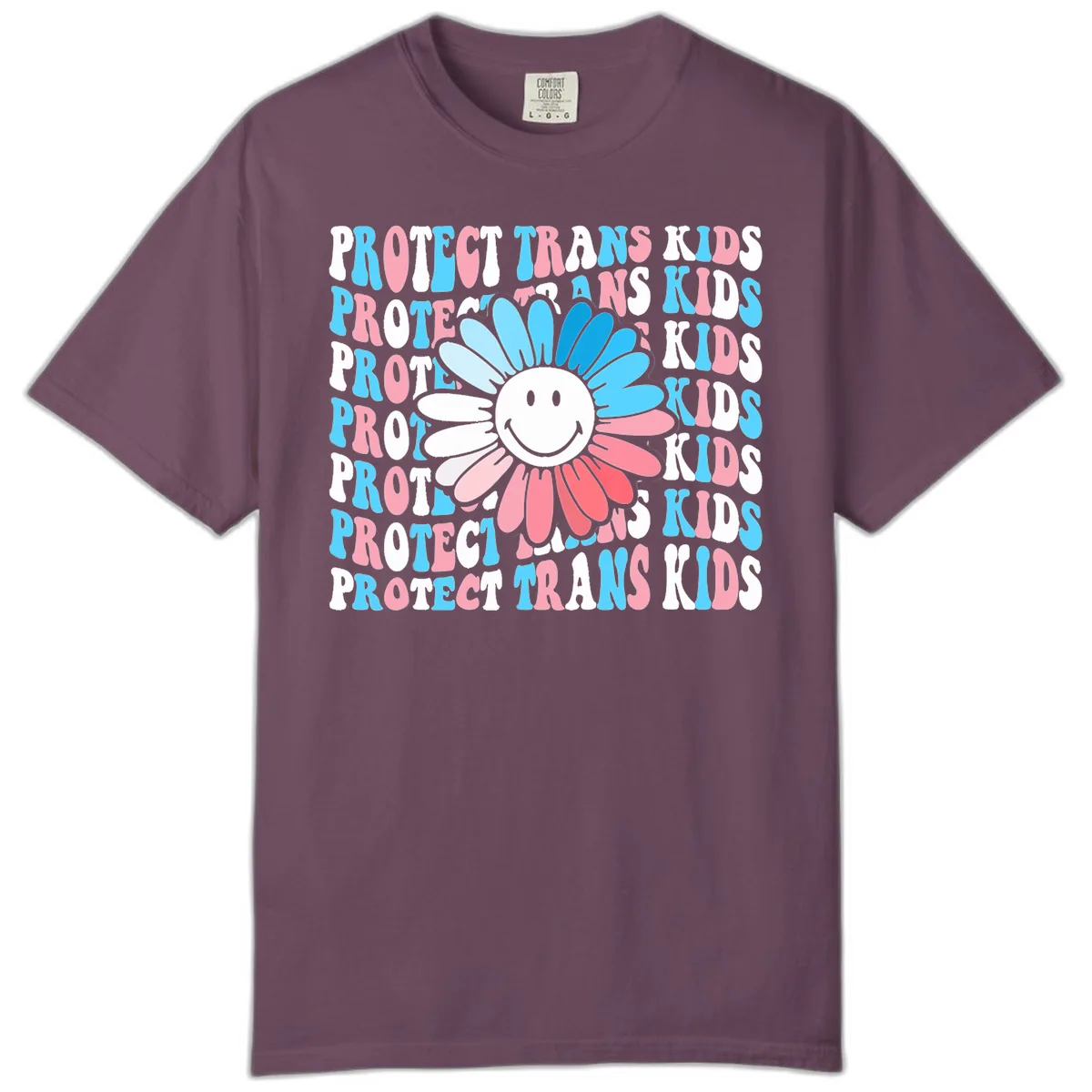 Protect Trans Kids Daisy Flower Comfort Color in Berry