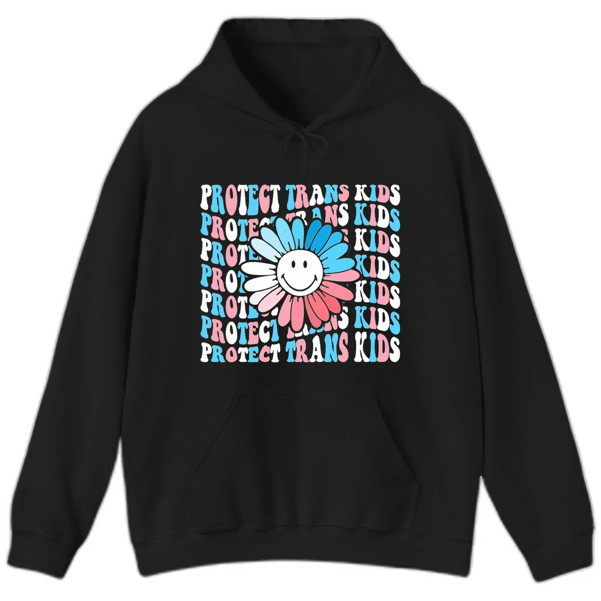 Protect Trans Kids Daisy Flower Hoodie in Black