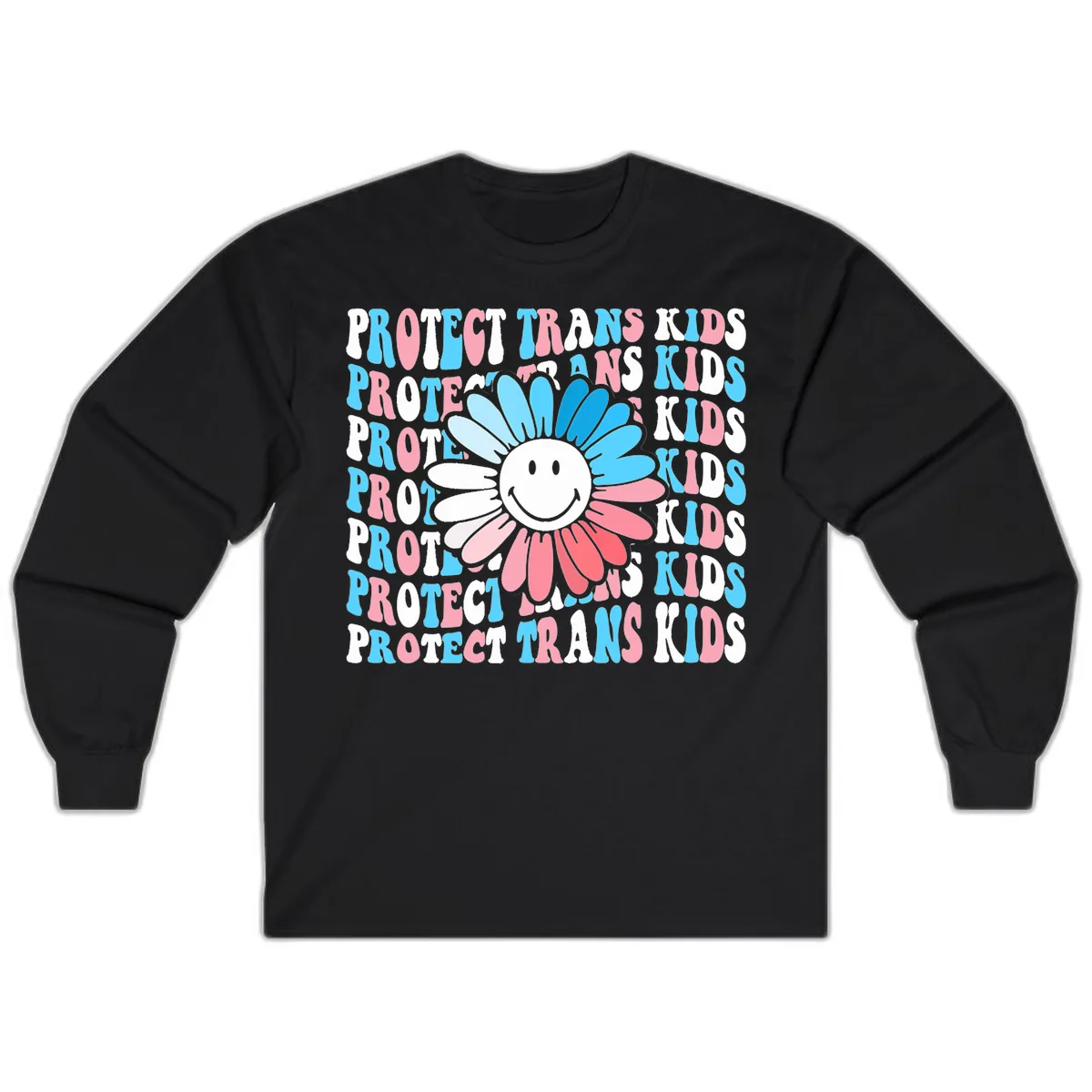 Protect Trans Kids Daisy Flower Long Sleeve in Black