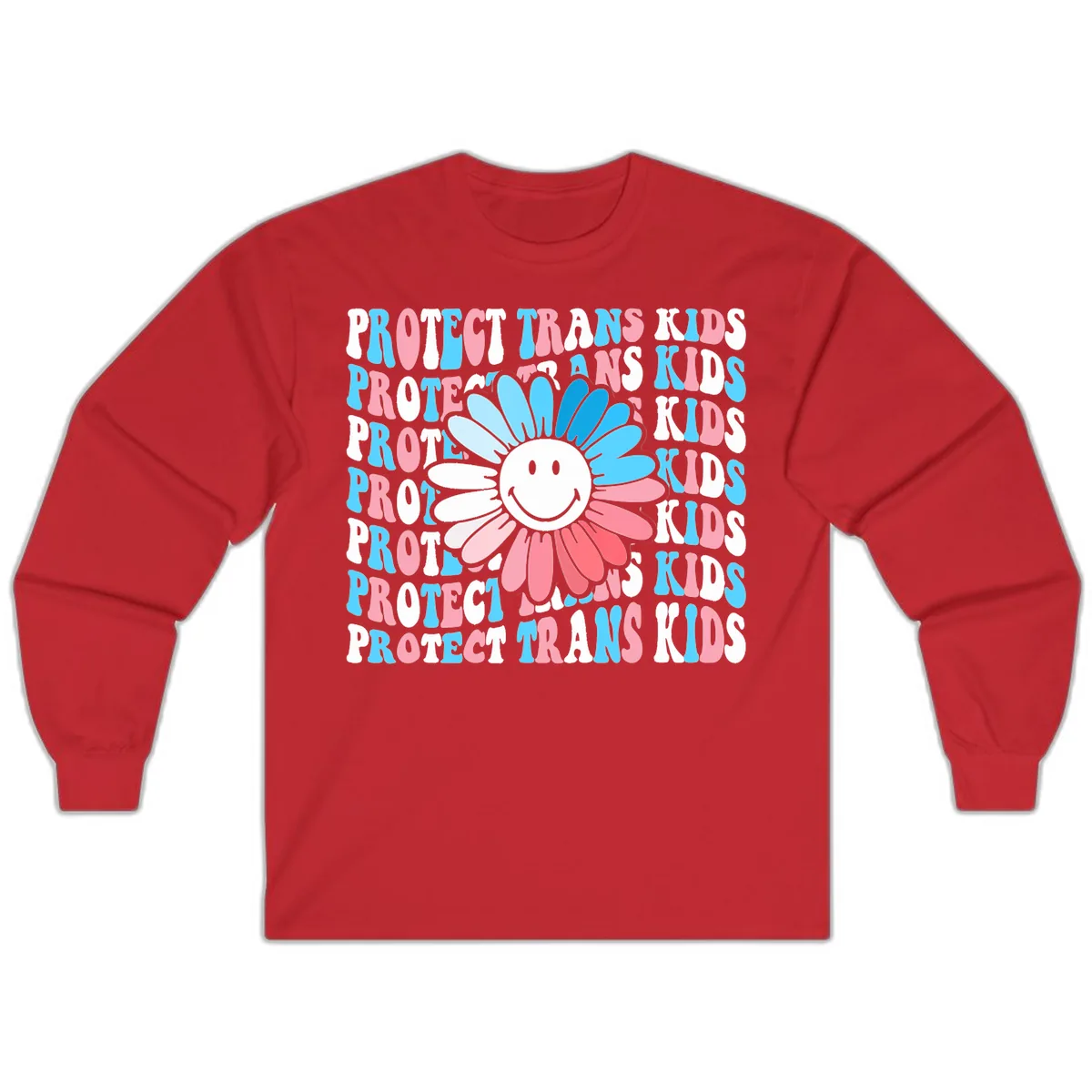 Protect Trans Kids Daisy Flower Long Sleeve in Red
