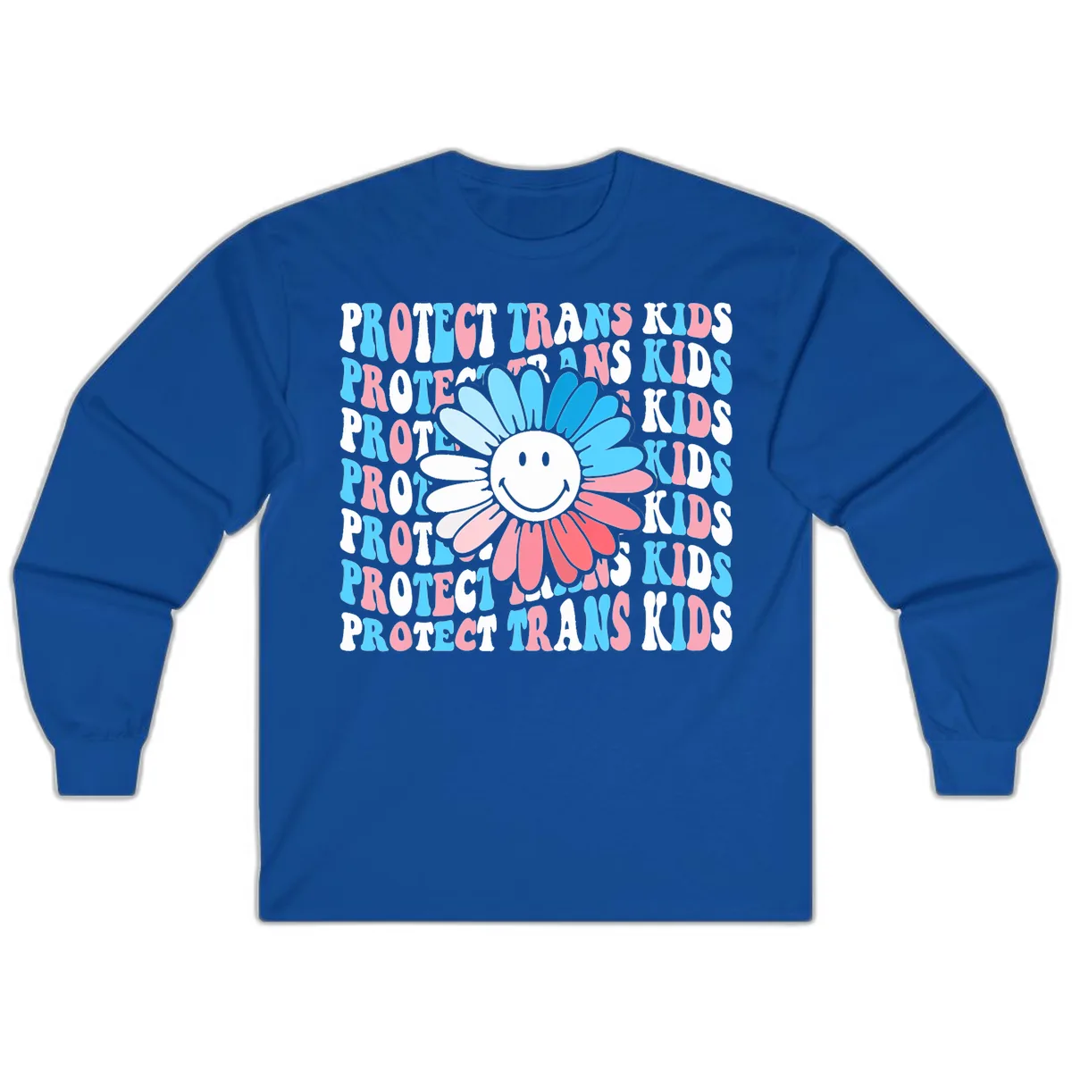 Protect Trans Kids Daisy Flower Long Sleeve in Royal