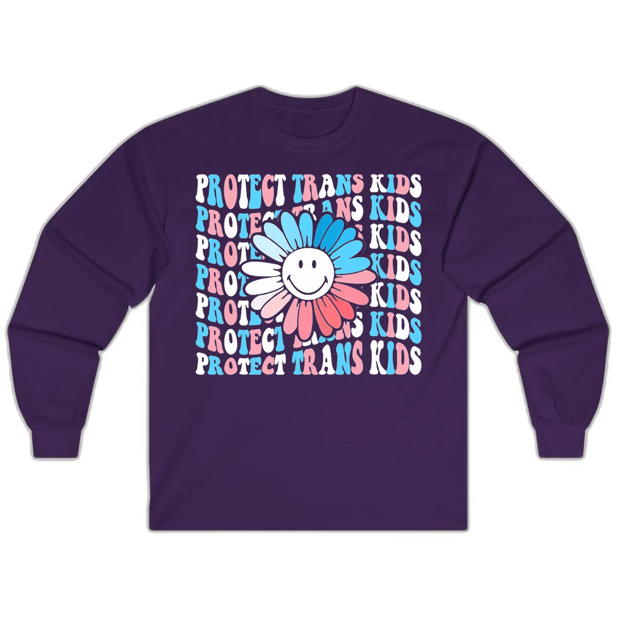 Protect Trans Kids Daisy Flower Long Sleeve in Purple
