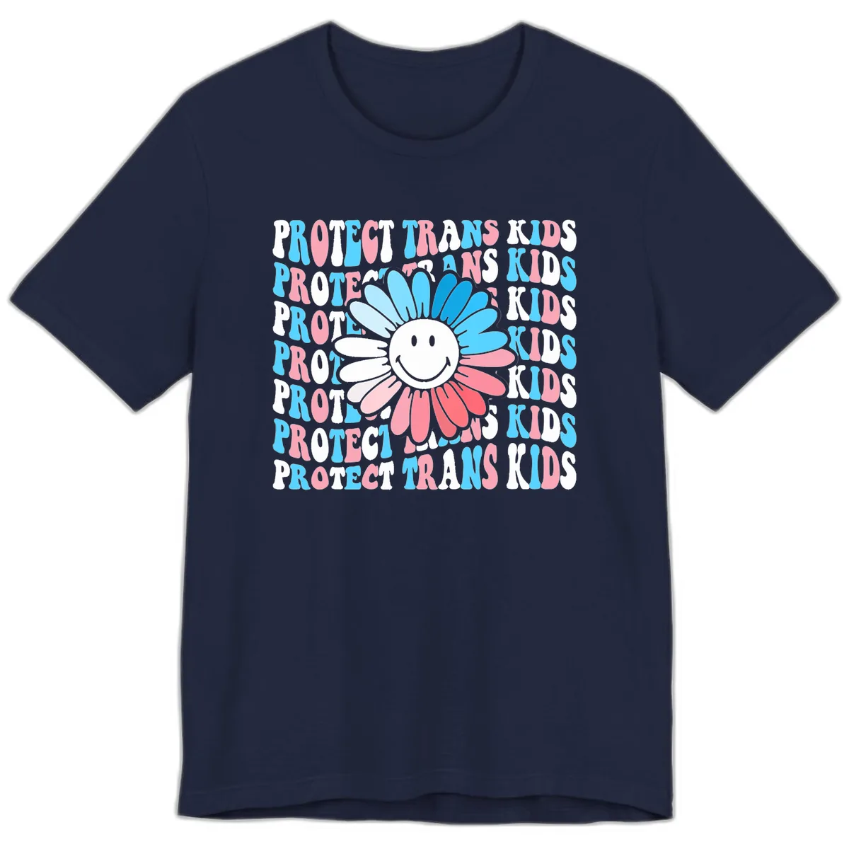 Protect Trans Kids Daisy Flower Premium T-Shirt in Navy