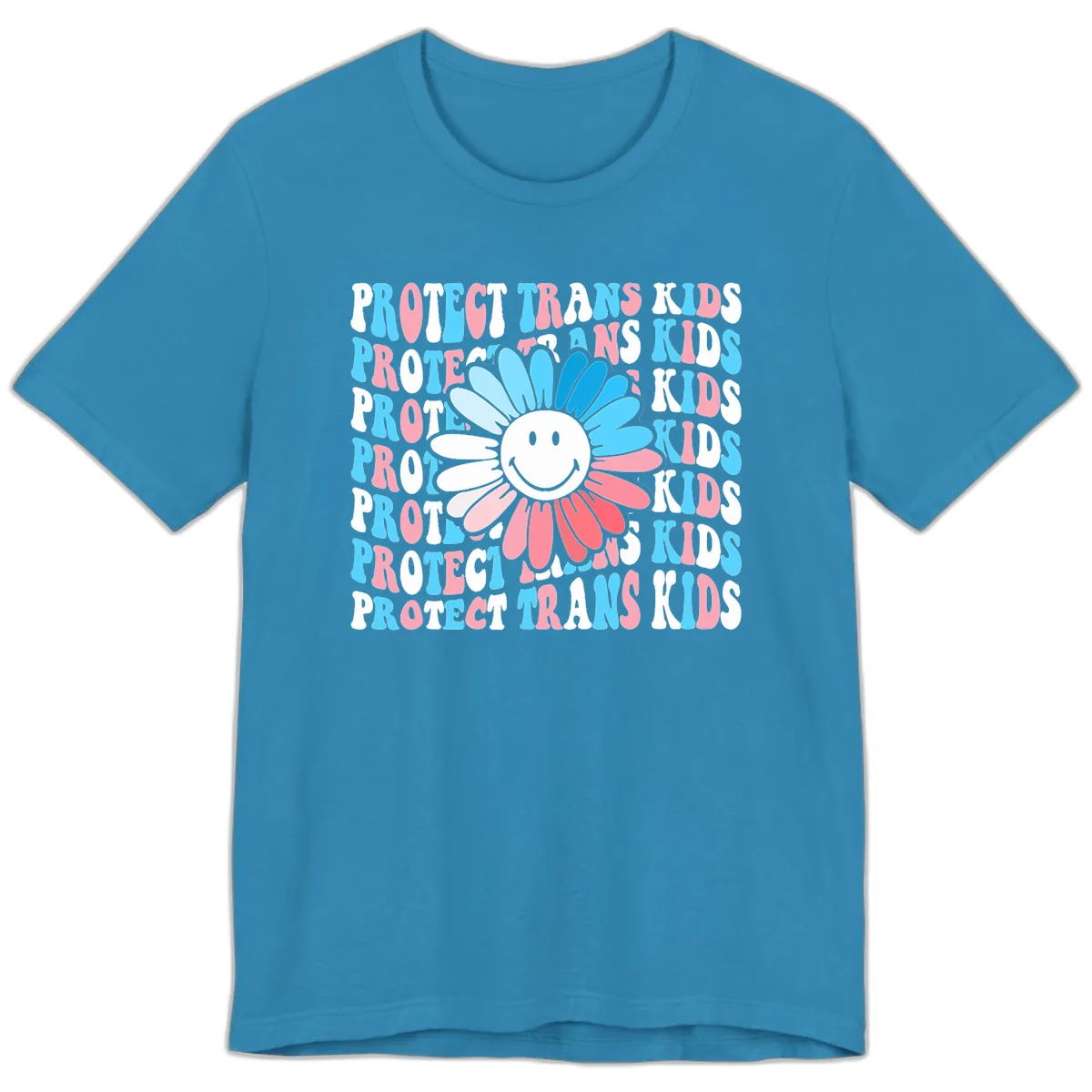 Protect Trans Kids Daisy Flower Premium T-Shirt in Aqua
