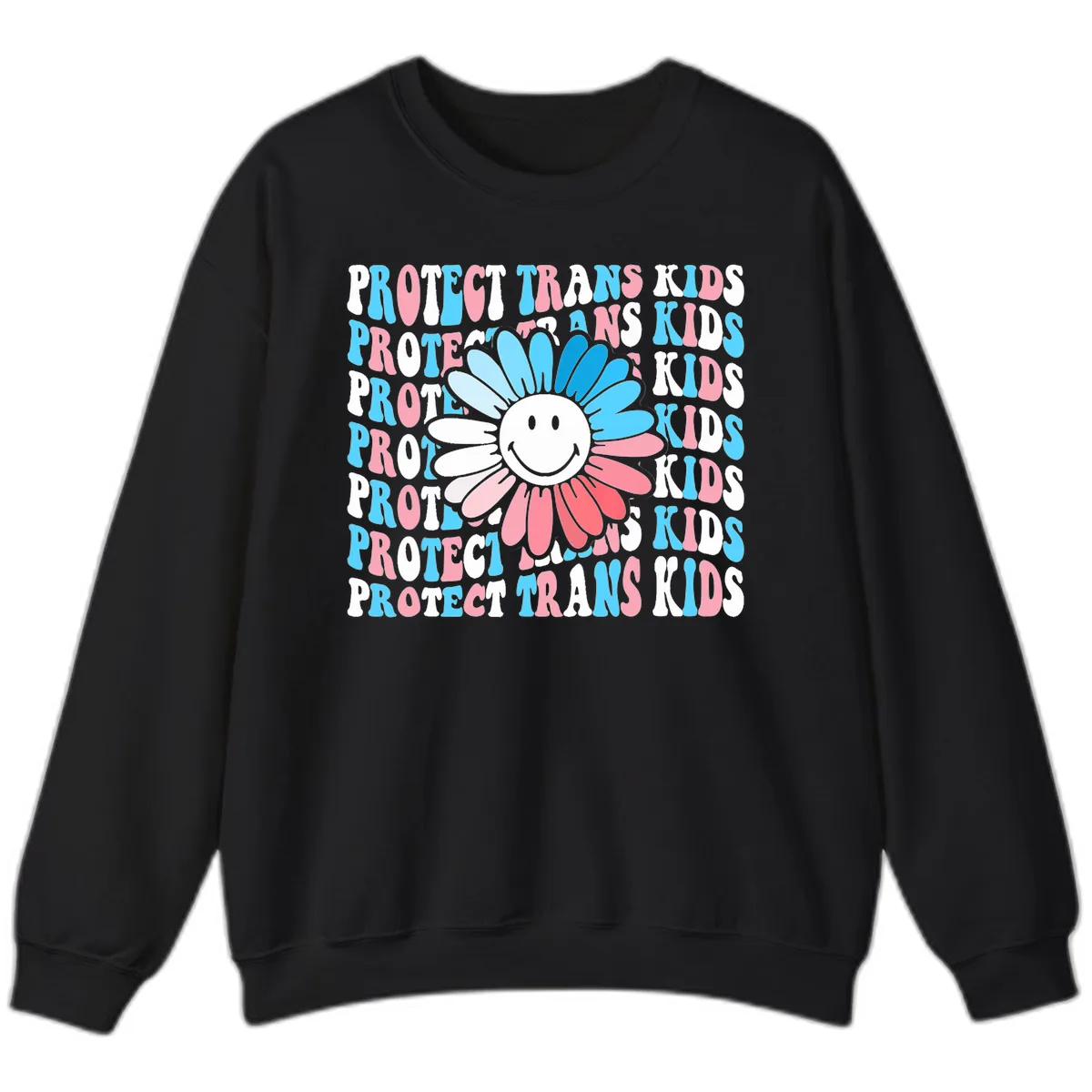 Protect Trans Kids Daisy Flower Sweatshirt in Black