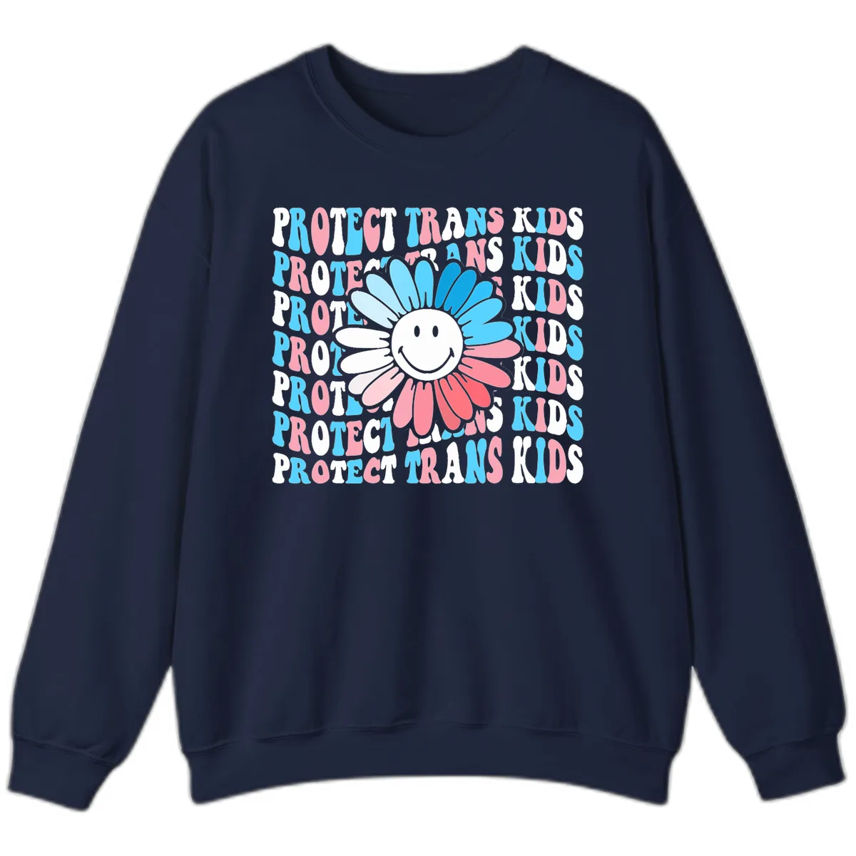 Protect Trans Kids Daisy Flower Sweatshirt in Navy