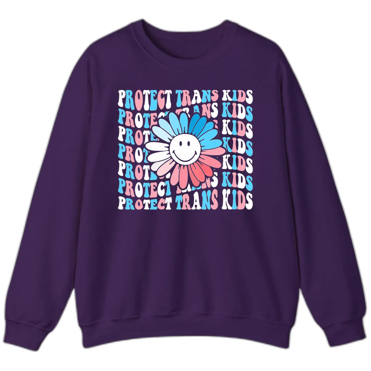 Protect Trans Kids Daisy Flower Sweatshirt in Purple