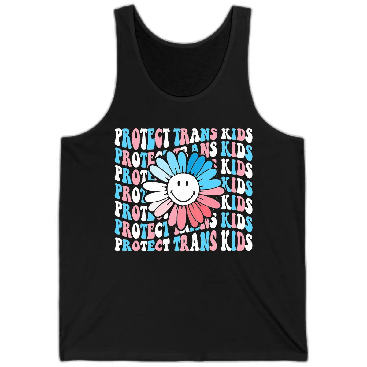Protect Trans Kids Daisy Flower Tank in Black