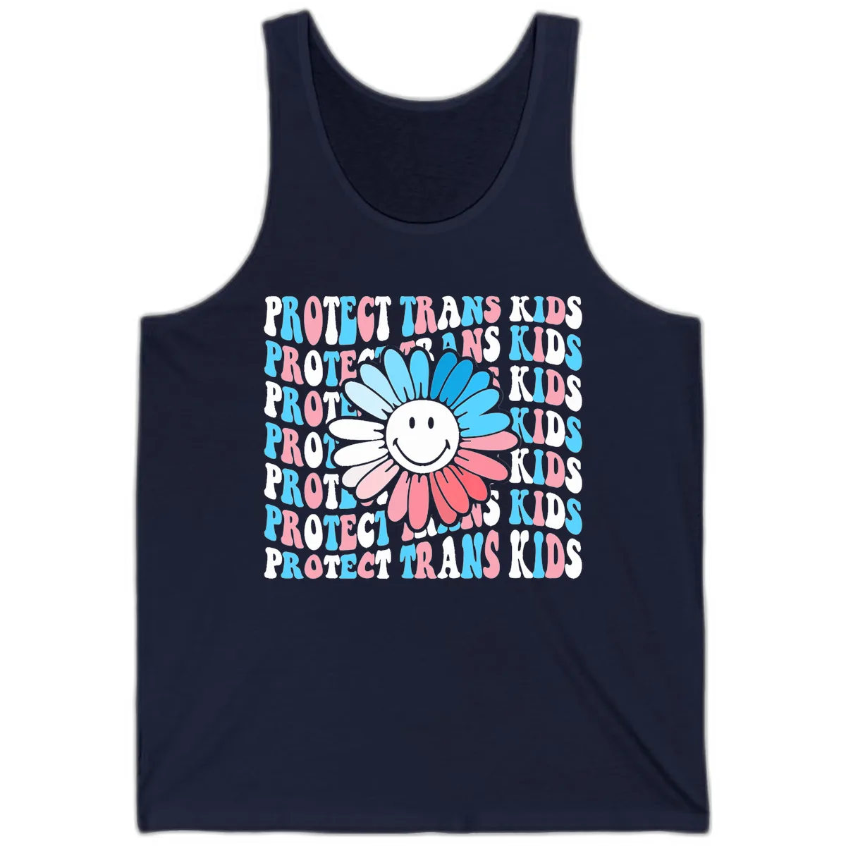 Protect Trans Kids Daisy Flower Tank in Navy
