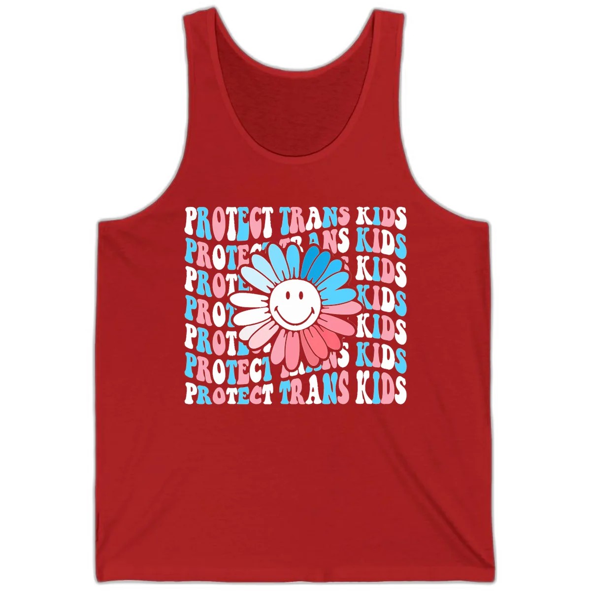 Protect Trans Kids Daisy Flower Tank in Red