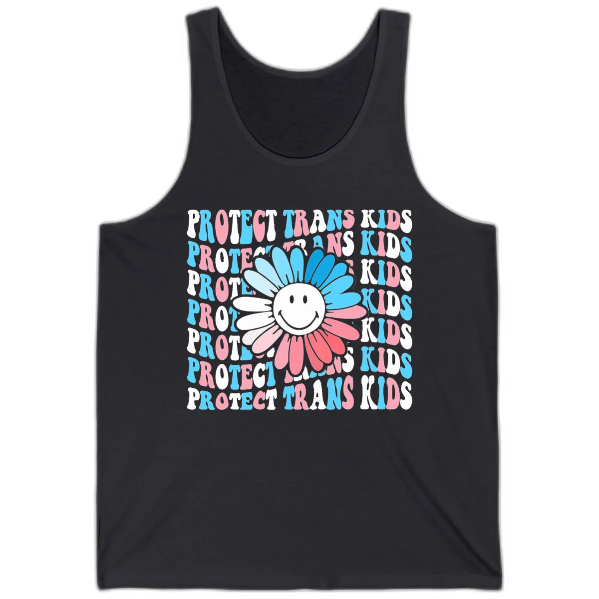 Protect Trans Kids Daisy Flower Tank in Dark Grey